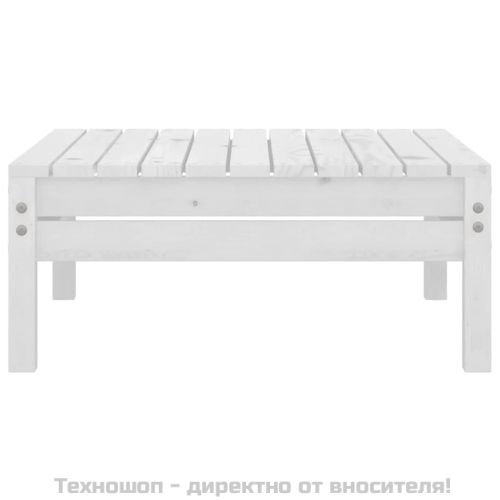 Градински лаундж комплект, 3 части, бор масив, бял