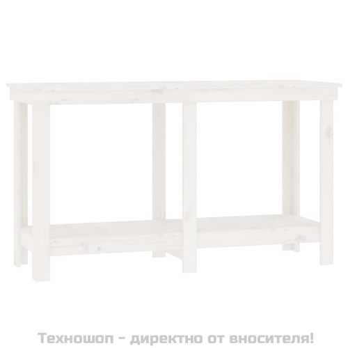 Работна маса Бяла 140x50x80 см борово дърво масив