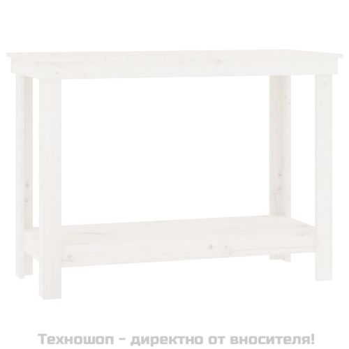 Работна маса бяла 110x50x80 см борово дърво масив