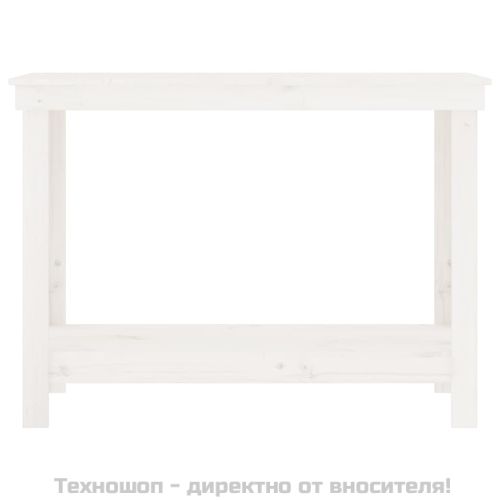 Работна маса бяла 110x50x80 см борово дърво масив