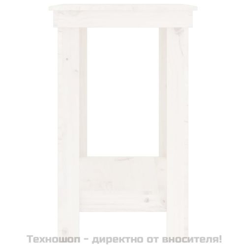 Работна маса бяла 110x50x80 см борово дърво масив