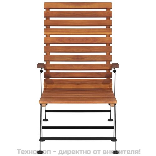 Градински стол тип шезлонг, акация масив