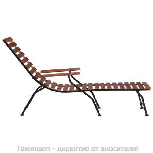 Градински стол тип шезлонг, акация масив