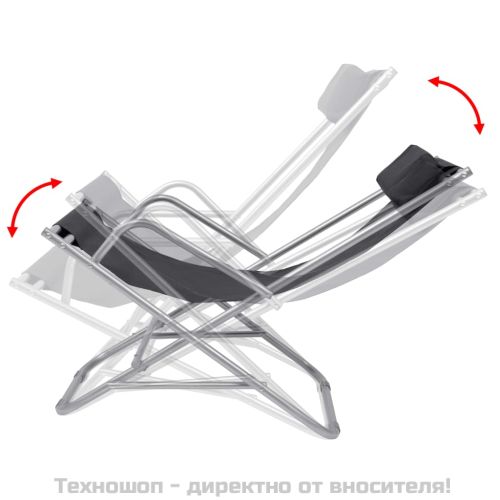 Накланящи се къмпинг столове, 2 бр, стомана, черни