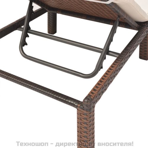 Шезлонг с шалте, кафяв полиратан