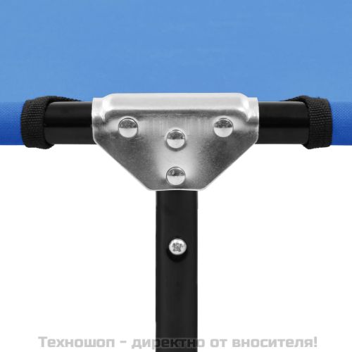 Сгъваем шезлонг, син, стомана