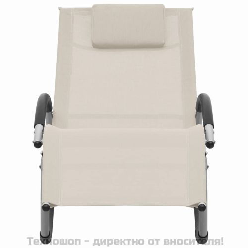 Шезлонг с възглавничка, кремав, textilene