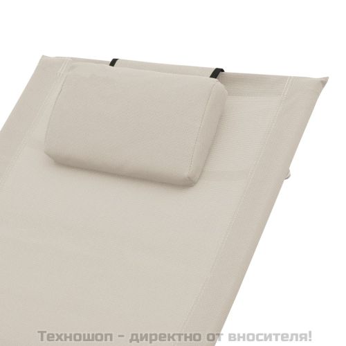 Шезлонг с възглавничка, кремав, textilene
