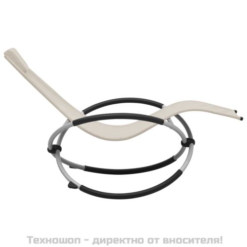 Шезлонг за деца, стомана, кремав