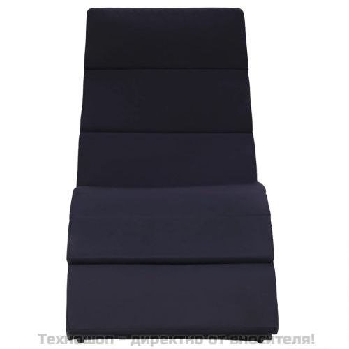 Шезлонг с шалте, полиратан, черен