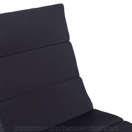 Шезлонг с шалте, полиратан, черен