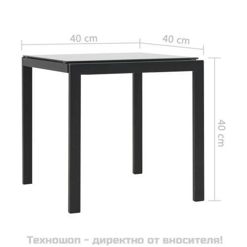 Шезлонги, 2 бр, с масичка, полиратан и Textilene, черни