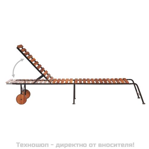 Шезлонг със стоманени крака, акациево дърво масив