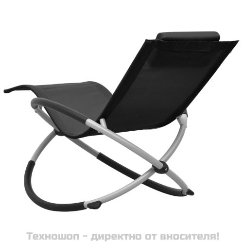Шезлонг за деца, стомана, черен