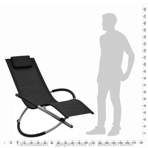 Шезлонг за деца, стомана, черен