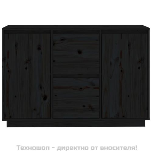 Сайдборд, черен, 111x34x75 см, бор масив