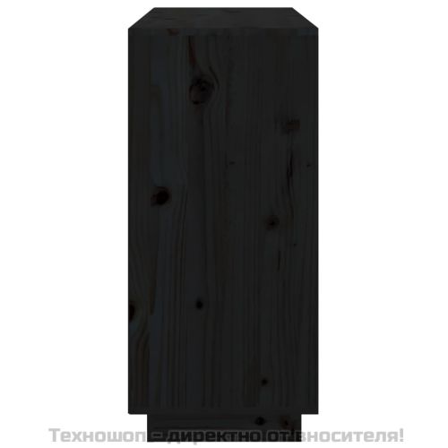 Сайдборд, черен, 111x34x75 см, бор масив