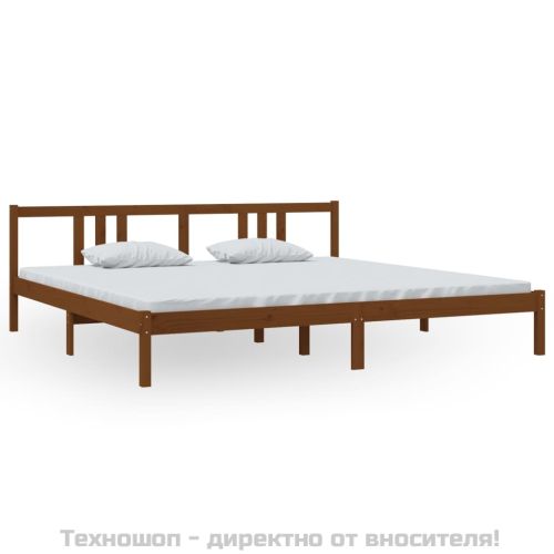 Рамка за легло, меденокафява, дърво масив, 200x200 см