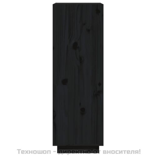 Библиотека/разделител за стая, черна, 60x35x103 см, бор масив