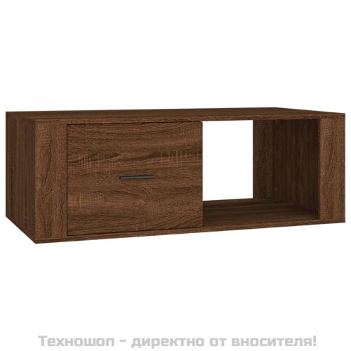 Кафе маса, кафяв дъб, 100x50,5x35 см, инженерно дърво