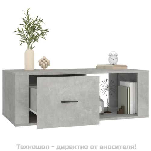 Кафе маса, бетонно сива, 100x50,5x35 см, инженерно дърво