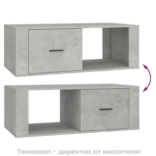 Кафе маса, бетонно сива, 100x50,5x35 см, инженерно дърво