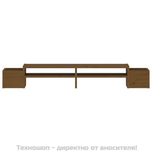 Поставка за монитор, меденокафява, 100x27,5x15 см, бор масив