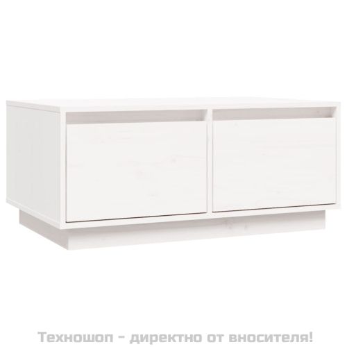 Кафе маса, бяла, 80x50x35 см, борово дърво масив