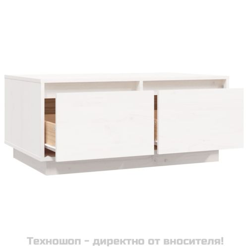Кафе маса, бяла, 80x50x35 см, борово дърво масив