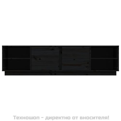 ТВ шкаф, черен, 156x40x40 см, бор масив