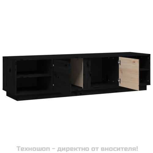 ТВ шкаф, черен, 156x40x40 см, бор масив
