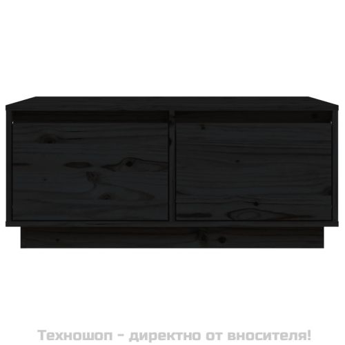 Кафе маса, черна, 80x50x35 см, борово дърво масив