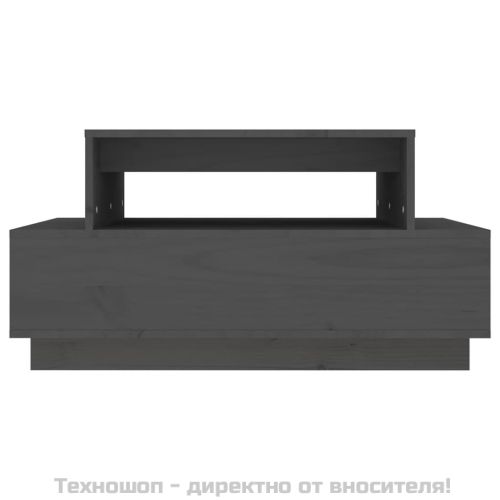 Кафе маса, сива, 80x55x40,5 см, борово дърво масив