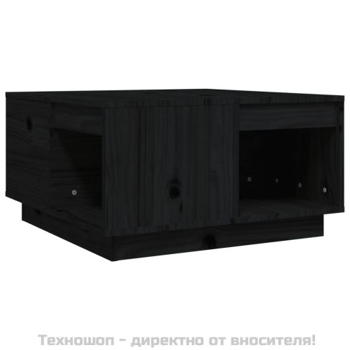 Кафе маса, черна, 60x61x32,5 см, борово дърво масив