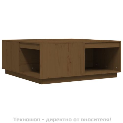 Кафе маса, меденокафява, 100x101x40,5 см, борово дърво масив