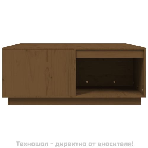 Кафе маса, меденокафява, 100x101x40,5 см, борово дърво масив