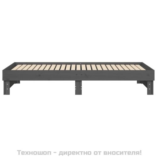 Разтегателно дневно легло, сиво, 2x(100x200) см, бор масив