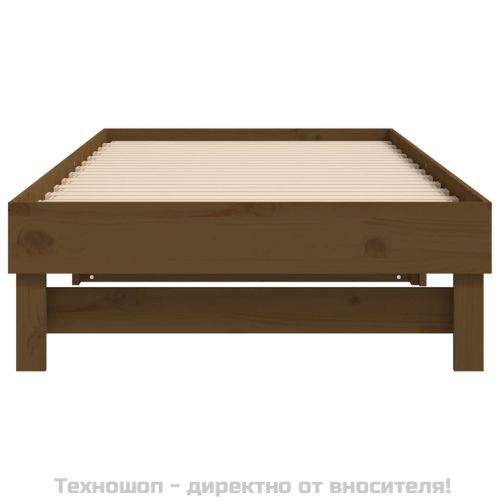 Разтегателна кушетка, меденокафява, 2x(100x200) см, бор масив