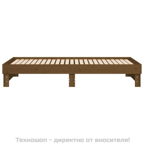 Разтегателна кушетка, меденокафява, 2x(100x200) см, бор масив