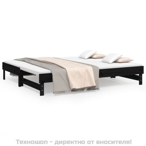 Разтегателно дневно легло, без матрак, черно, 2x(90x200) см
