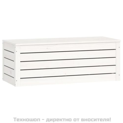 Кутия за съхранение, бяла, 89x36,5x33 см, борово дърво масив
