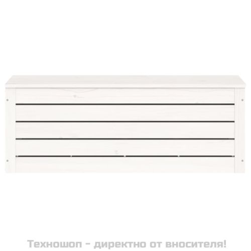Кутия за съхранение, бяла, 89x36,5x33 см, борово дърво масив