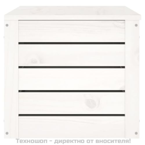 Кутия за съхранение, бяла, 89x36,5x33 см, борово дърво масив