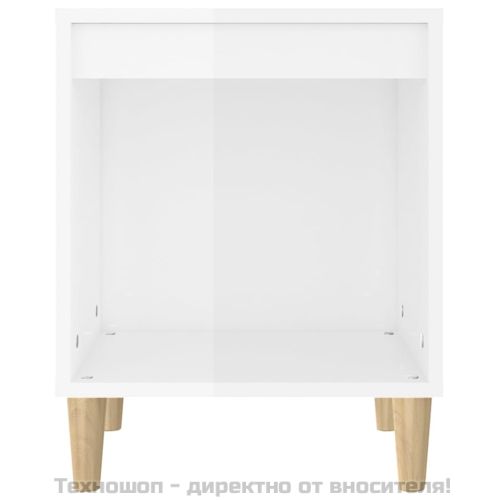 Нощно шкафче, бял гланц, 40x35x50 см, инженерно дърво