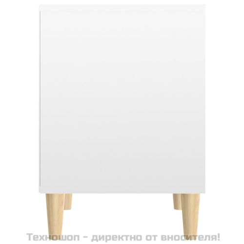 Нощно шкафче, бял гланц, 40x35x50 см, инженерно дърво