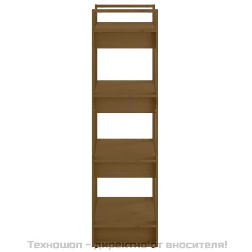 Библиотека/разделител за стая, меденокафява, 60x35x125 см, бор