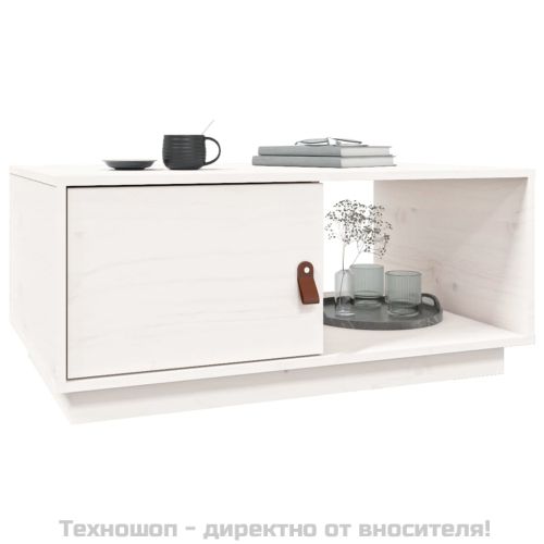 Кафе маса, Бялa, 80x50x35,5 см, борово дърво масив