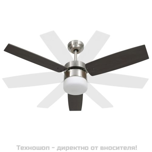 Таванен вентилатор с лампа и дистанционно 108 см тъмнокафяв