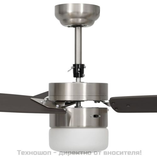 Таванен вентилатор с лампа и дистанционно 108 см тъмнокафяв