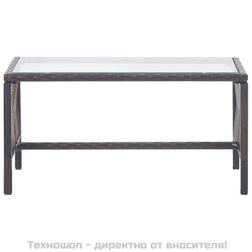 Градински комплект с възглавница, 4 части, кафяв полиратан